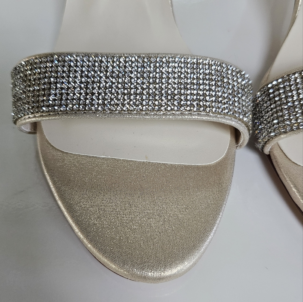 Benjamin Walk Elegant Gold Heeled Sandals Size 10.5 - Picture 5 of 12